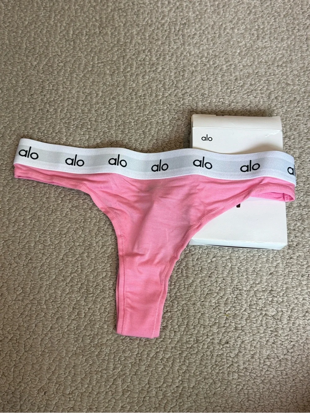 ALO Yoga Pink Logo Elastic Waist Kids Thong